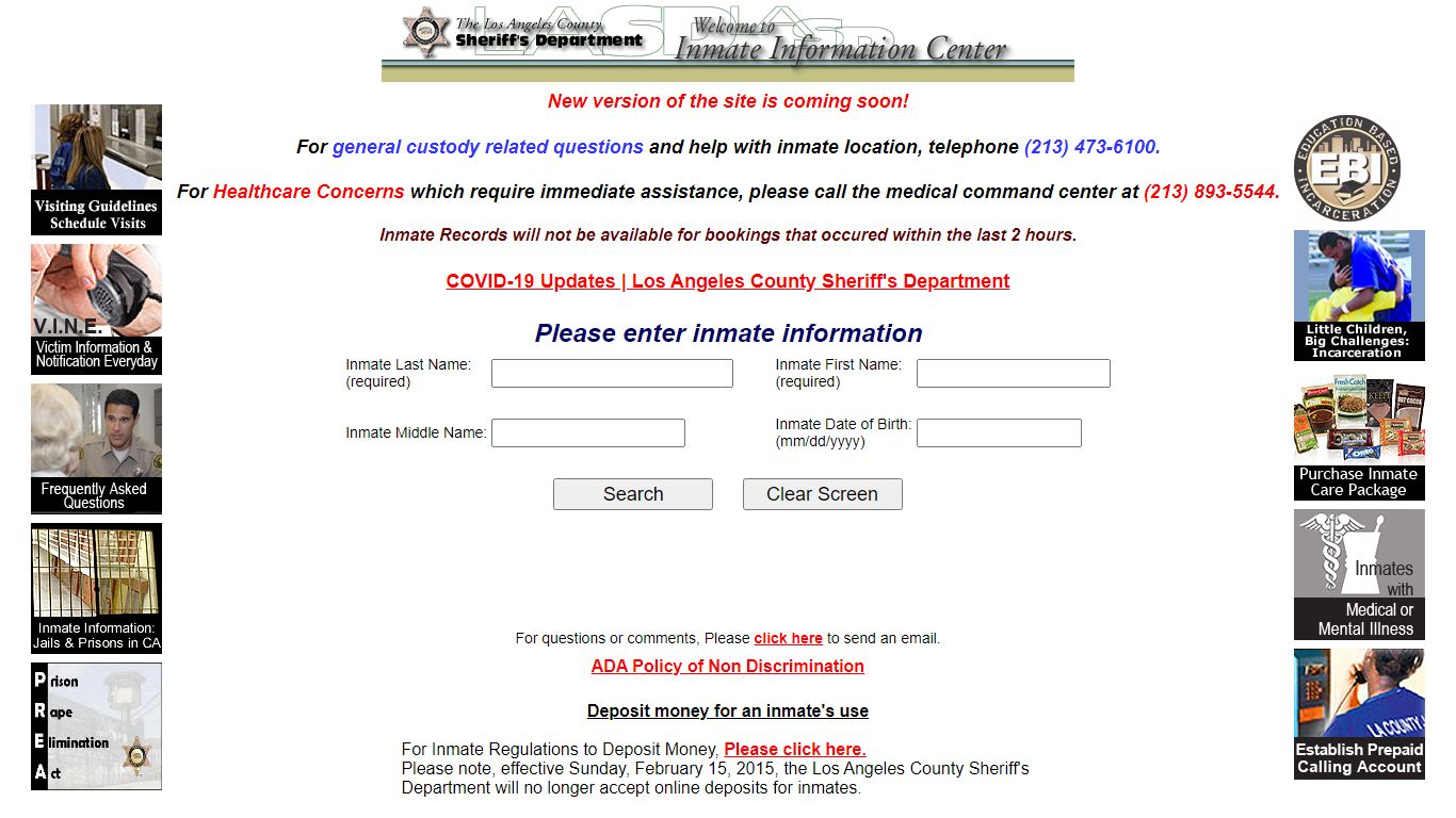 Inmate Search - Los Angeles County Sheriff's Department